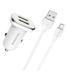 АЗУ-адаптер Borofone BZ12+ MicroUSB-кабель (Белый)