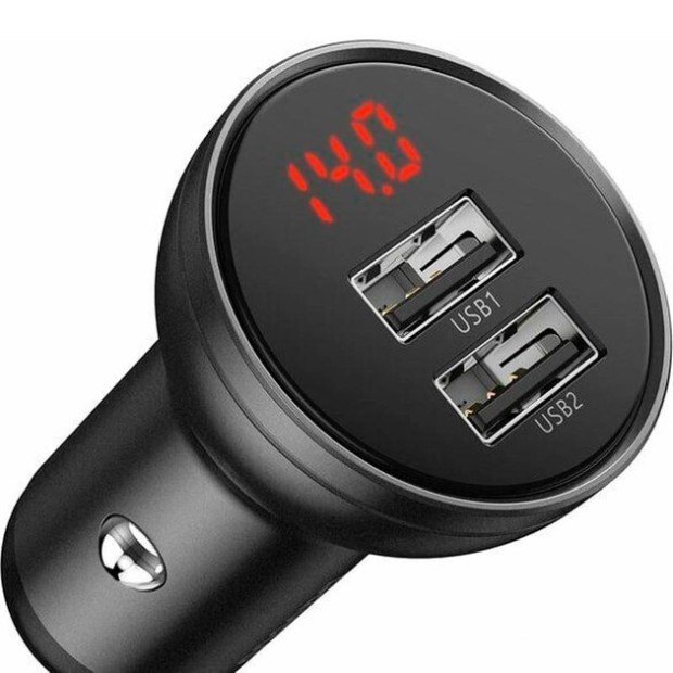 Baseus Digital Display Car Charger CCBX-0G 2USB 4.8A 24W (Dark Gray)