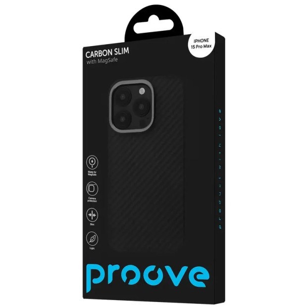 Чохол Proove Carbon Slim MagSafe для Apple iPhone 15 Pro Max (Чорний)