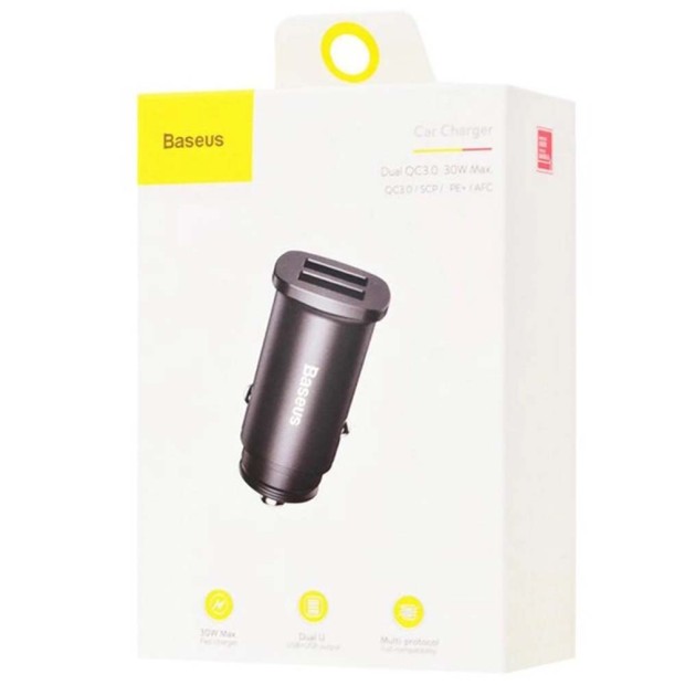 АЗУ-адаптер Baseus Square Metal QC 3.0 30W 2USB (Чёрный) CCALL-DS01