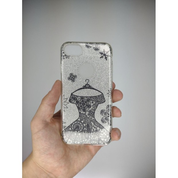 Силикон Glitter Apple iPhone 7 / 8 / SE (2020) (Silver Dress)
