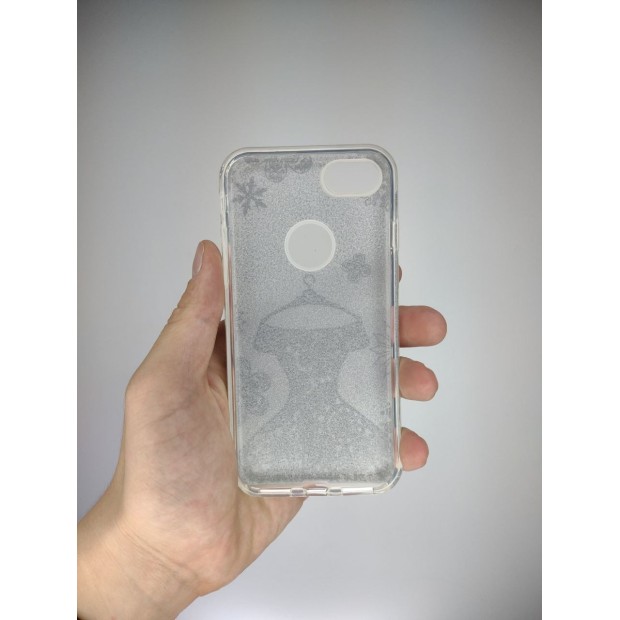 Сріблястий гліттерний силіконовий чохол на Apple iPhone 7  /  8  /  SE (2020)
