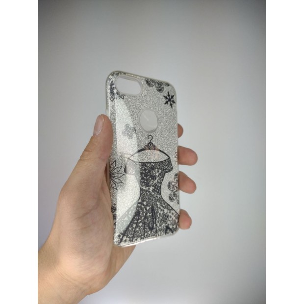 Сріблястий гліттерний силіконовий чохол на Apple iPhone 7  /  8  /  SE (2020)