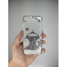 Силикон Glitter Apple iPhone 7 / 8 / SE (2020) (Silver Dress)