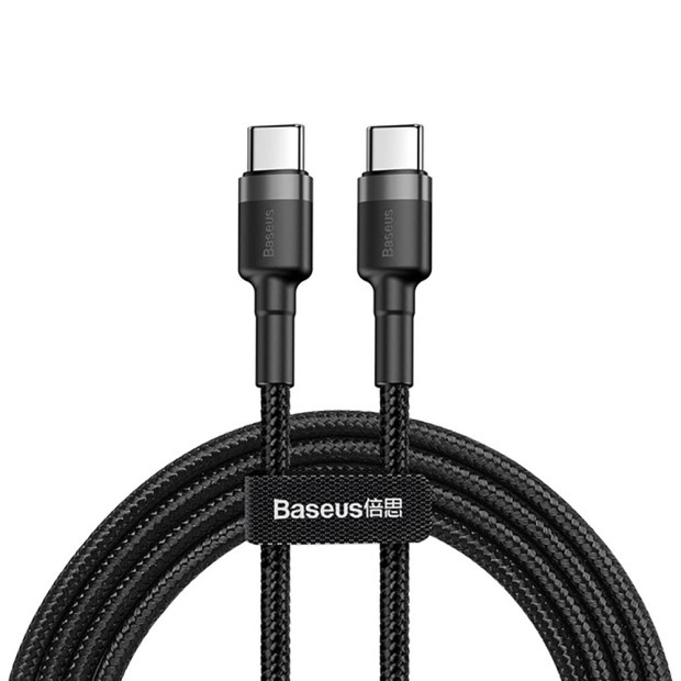 USB-кабель Baseus Cafule PD 2.0 60W (2м) (Type-C на Type-C) (Чорний / Сірий) CATKLF-HG1