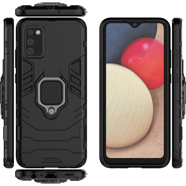 Бронь-чехол Ring Armor Case Samsung Galaxy A02S (2020) (Чёрный)