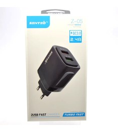 СЗУ-адаптер USB Senteo Z-05 QC3.0 2.4A (2USB) (Черный)