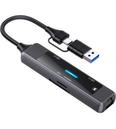 Переходник USB HUB XoKo AC-350 (Type-C/USB to 1USB2.0/1USB3.0/SD/TF/RJ45) (Серый..
