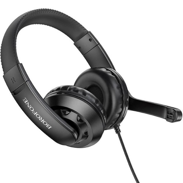 Дротяні накладні навушники-гарнітура Borofone BO102 (Чорний)