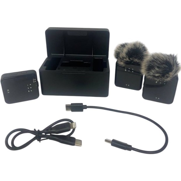 Безпровідний мікрофон петличний XoKo K100 2шт (Lightning  /  Type-C) (Чорний) K100-BK