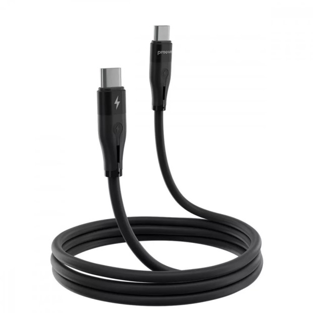 USB-кабель Proove Soft Silicone 60W (1m) (Type-C to Type-C) (чорний)