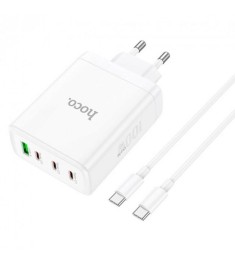 Hoco N31 Leader PD100W 3Type-C  /  1USB Charger Adapter (White)