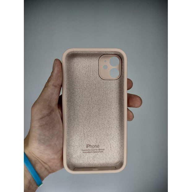 Силіконовий Оригінальний Чохол Квадратної Форми RoundCam для Apple iPhone 11 (08) Рожевий Пісок
