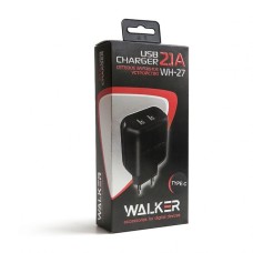 Зарядний пристрій Walker WH-27 2.1A (2USB) + кабель Type-C (чорний)
