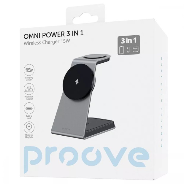 Беспроводное зарядное устройство Proove Omni Power 3in1 (Grey) WSOP15020003
