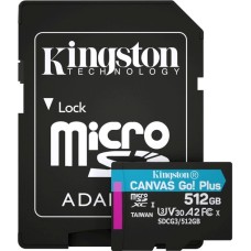 Карта памяти Kingston Canvas Go! Plus MicroSDXC 512GB (UHS-1/U3) (Class 10) + SD-адаптер (SDCG4)