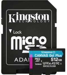 Карта памяти Kingston Canvas Go! Plus MicroSDXC 512GB (UHS-1/U3) (Class 10) + SD..