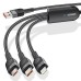 USB-кабель Essager Swift 66W (1.2m) (USB - Lightning / MicroUSB / Type-C) (Black) EXCMTL-XJ01
