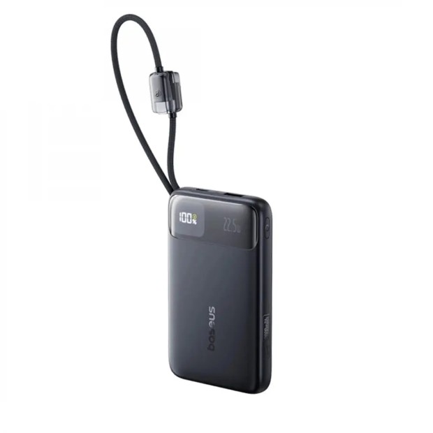 Повербанк Baseus EnerFill FC11 + вбудований Type C-кабель 22.5W 10000mAh (чорний)