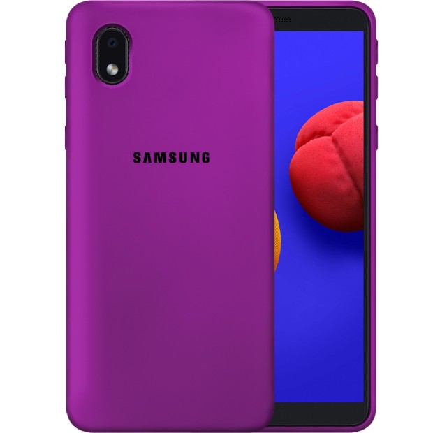Silicone Original 360 Case Logo for Samsung Galaxy A01 Core (Purple)