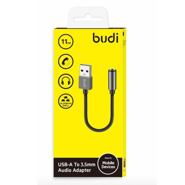 Переходник Budi USB Type-A to 3.5mm AUX (11cm) DC106B U