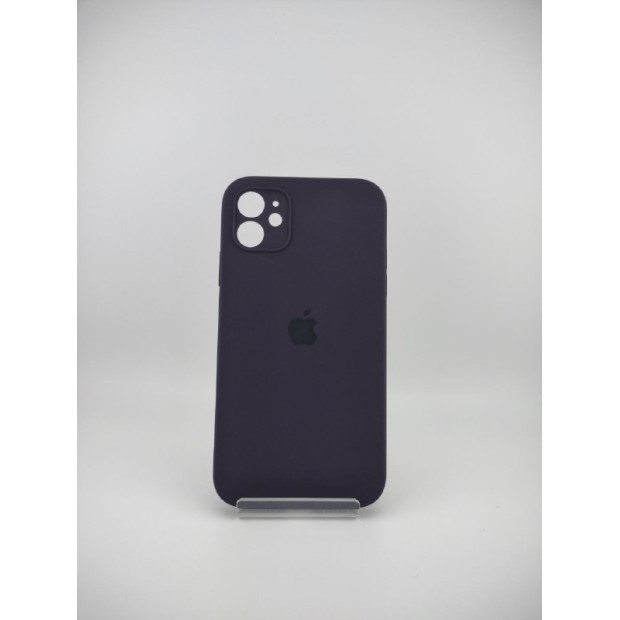 Оригінальний силіконовий квадратний чохол RoundCam для Apple iPhone 11 (72) баклажанового кольору