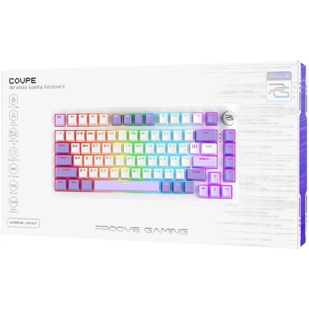 Клавіатура бездротова Proove Gaming Coupe (Біла / Фіолетова)