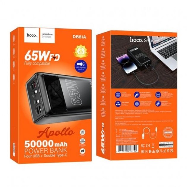 PowerBank Hoco DB81A Apollo PD65W 50000 mAh (Чорний)