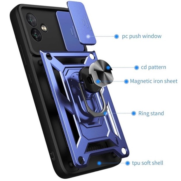 Чохол Ring Serge Armor для Samsung Galaxy A05 (ShutCam) (Синій)