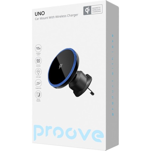 Автодержатель с беспроводной зарядкой Proove Proove UNO 15W (Чёрный)