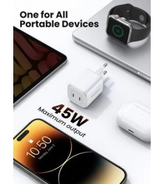 СЗП-адаптер UGREEN CD294 Nexode 45W QC4.0 (2Type-C) (Білий)