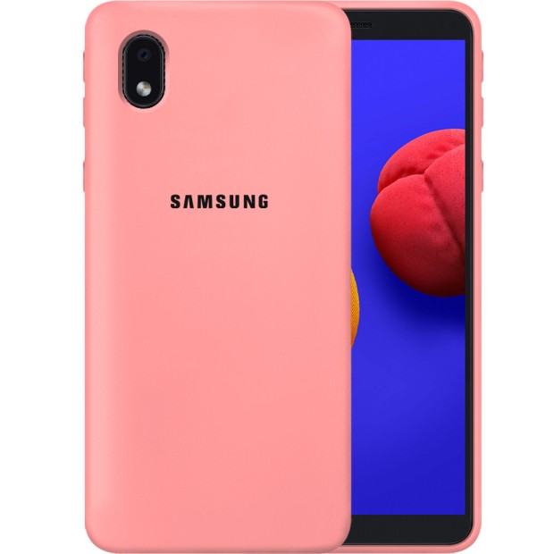 Силіконовий чохол Original 360 з логотипом для Samsung Galaxy A01 Core (Рожевий)