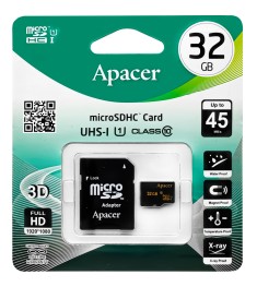 Карта памяти Apacer MicroSDHC 32Gb (Class 10) + SD-адаптер