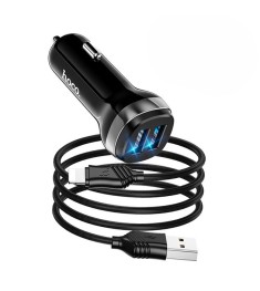 Car charger Hoco Z40 2.4A 2USB + Lightning cable (Black)