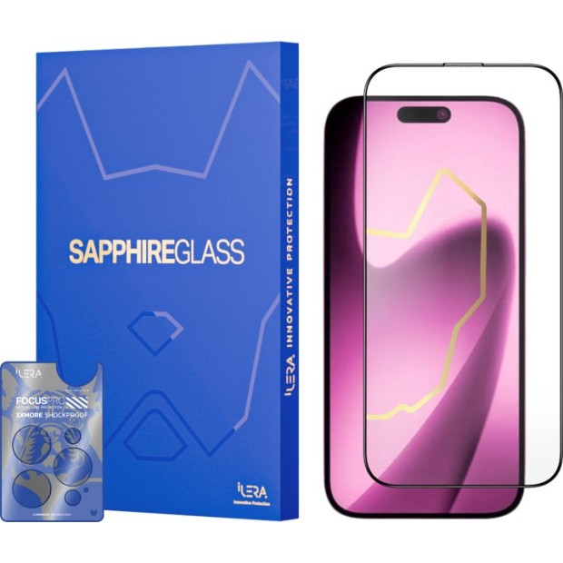 Защитное стекло iLera Sapphire Ultra+ Glass Apple iPhone 17 Air (Black) ILSPDLPL17Air