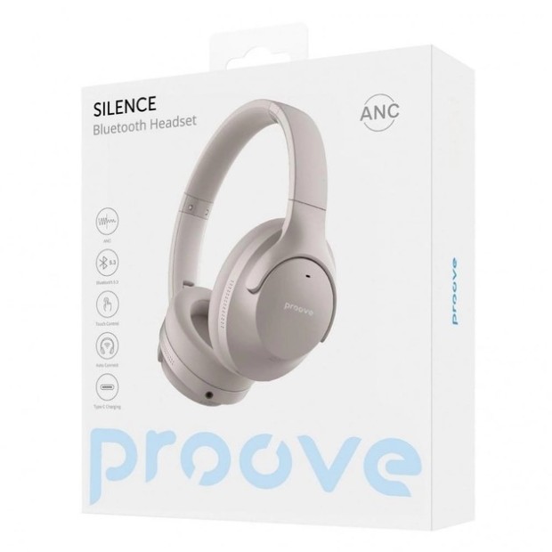 Бездротові накладні навушники-гарнітура Proove Silence з ANC (Сірі) Бездротові накладні навушники-гарнітура Proove Silence з ANC (Сірі)