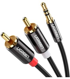 Кабель AUX UGREEN AV116 (2RCA - 3.5mm) (1м) (Чорний) (10749)