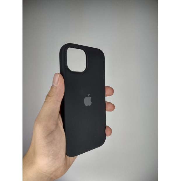 Силіконовий оригінальний круглий чохол для Apple iPhone 15 (07) чорний Силіконовий оригінальний круглий чохол для Apple iPhone 15 (07) чорний