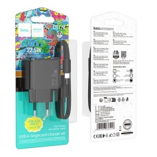 СЗУ-адаптер Hoco CS17A 22.5W (1USB) + кабель Type-C (Чёрный)