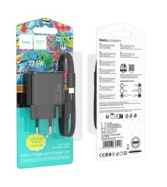 Зарядний пристрій Hoco CS17A 22.5W (1USB) + кабель Type-C (Чорний)