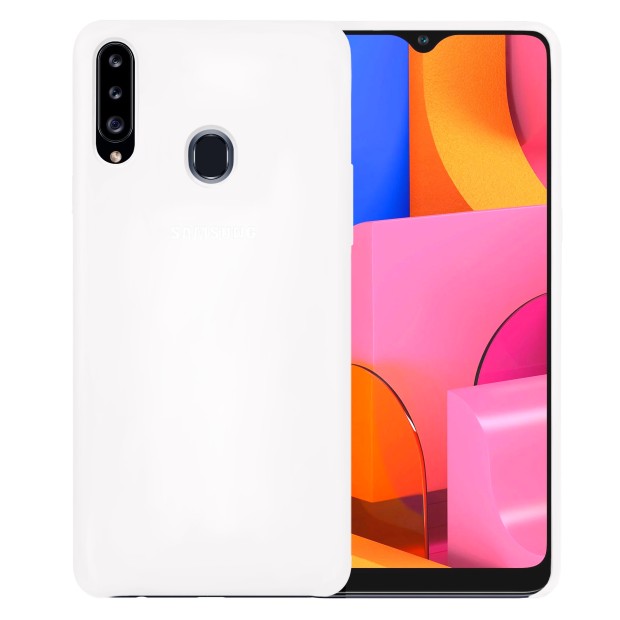 Силіконовий оригінальний чохол з логотипом Samsung Galaxy A20S (2019) (Білий)