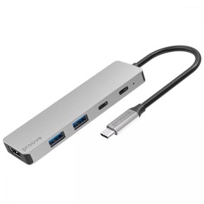 Переходник USB HUB Proove Iron Link 5-in-1 (Type-C) (2 Type-C/ 2 USB 3.0/ 1 HDMI) (Silver)