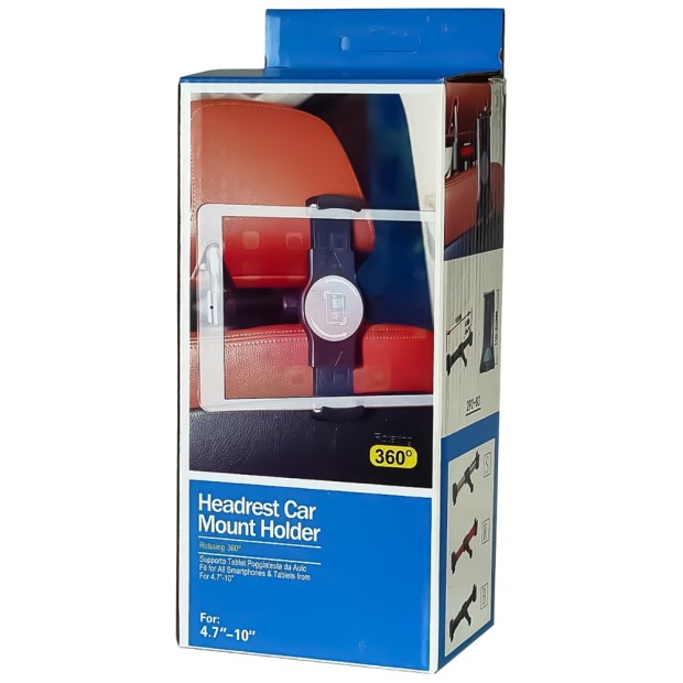 Автодержатель на подголовник поворотный 4.7-10'' (Чёрный)