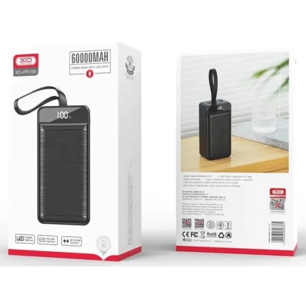 PowerBank XO PR159 60000mAh PD 20W + QC 22.5W (Black) U PowerBank XO PR159 60000mAh PD 20W + QC 22.5W (Black) U