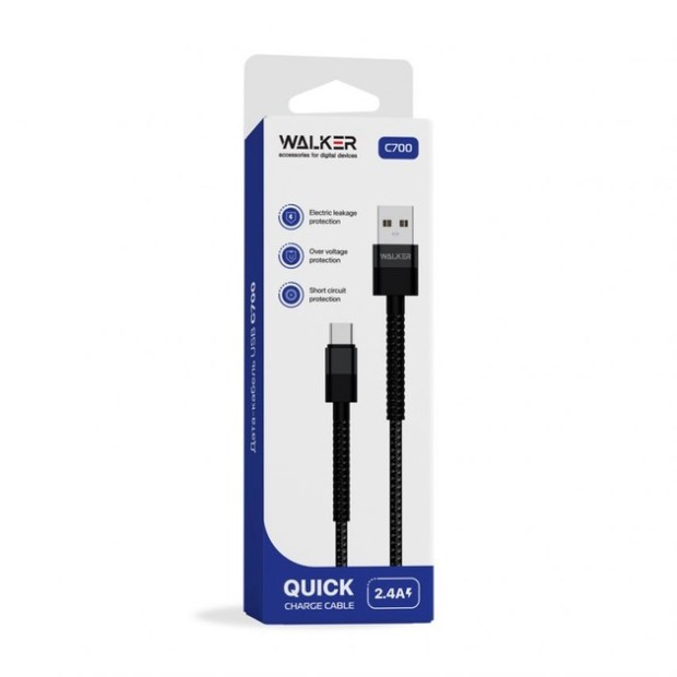 USB-кабель Walker C700 (1m) (Type-C) (Чёрный)