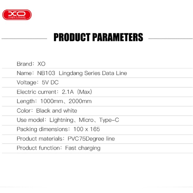 USB-кабель XO NB103 (2m) (MicroUSB) (Чорний)