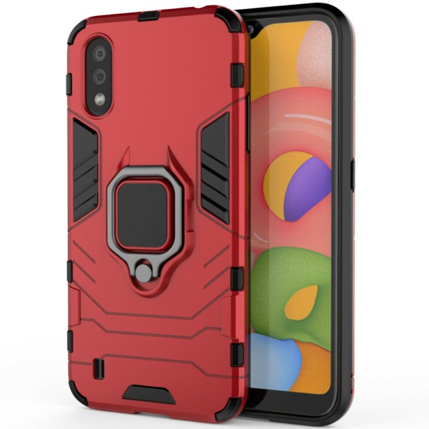Red Protective Cover Ring Armor Case for Samsung Galaxy A01 (2020) Red Protective Cover Ring Armor Case for Samsung Galaxy A01 (2020)