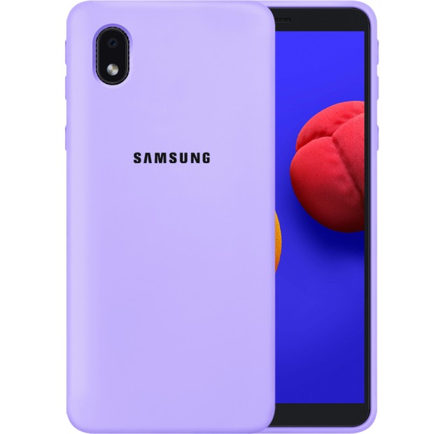 Силіконовий оригінальний чохол 360 з логотипом для Samsung Galaxy A01 Core (фіолетовий)