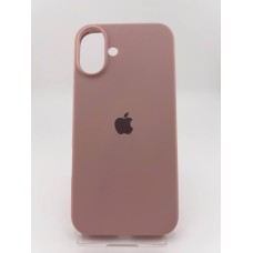 Силіконовий оригінальний чохол круглої форми для Apple iPhone 16 Plus (08) у кольорі рожевий пісок.
