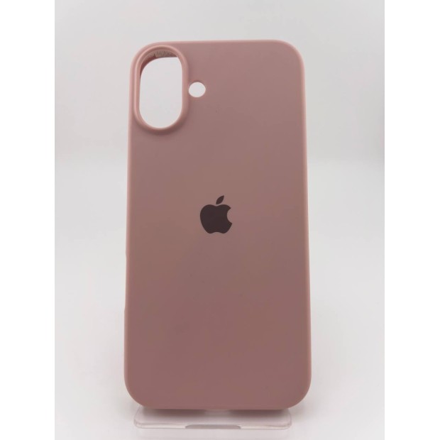 Силіконовий оригінальний чохол круглої форми для Apple iPhone 16 Plus (08) у кольорі рожевий пісок.